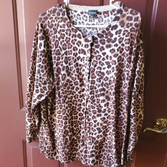 Torrid Beige Leopard Print Cardigan 4X - Picture 1 of 10